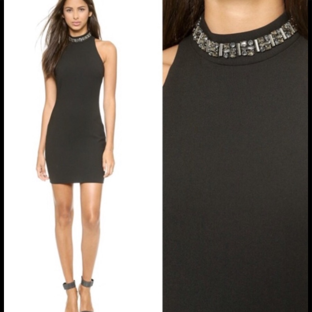 Elizabeth And James Black Halter Mini Dress